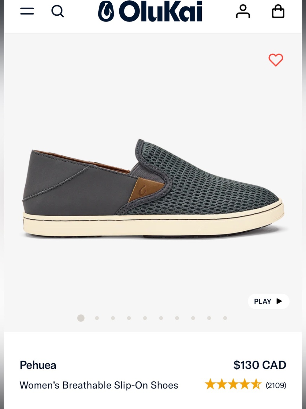 OluKai Pehuea women’s 7.5 drop in slip on shoes